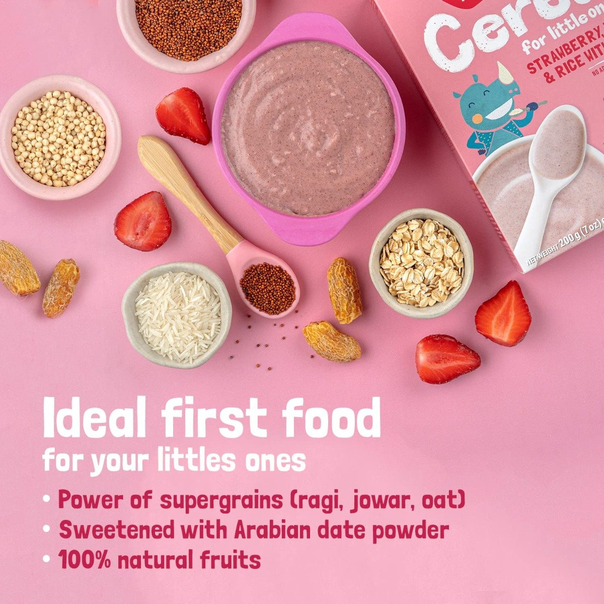 Slurrp Farm Strawberry Ragi & Rice with Milk Baby Cereal, 200 gm, Pack of 1 Slurrp Farm Strawberry Ragi & Rice with Milk Baby Cereal, 200 gm, Pack of 1