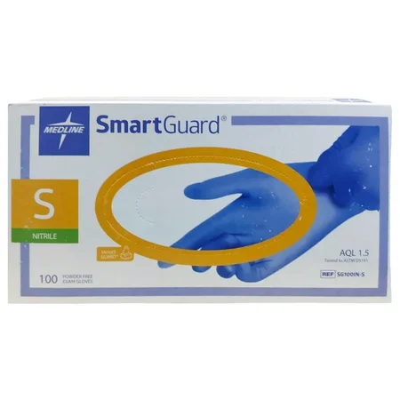 Medline Smartguard P/F Nitrile Exam Gloves Medium, 100 Count