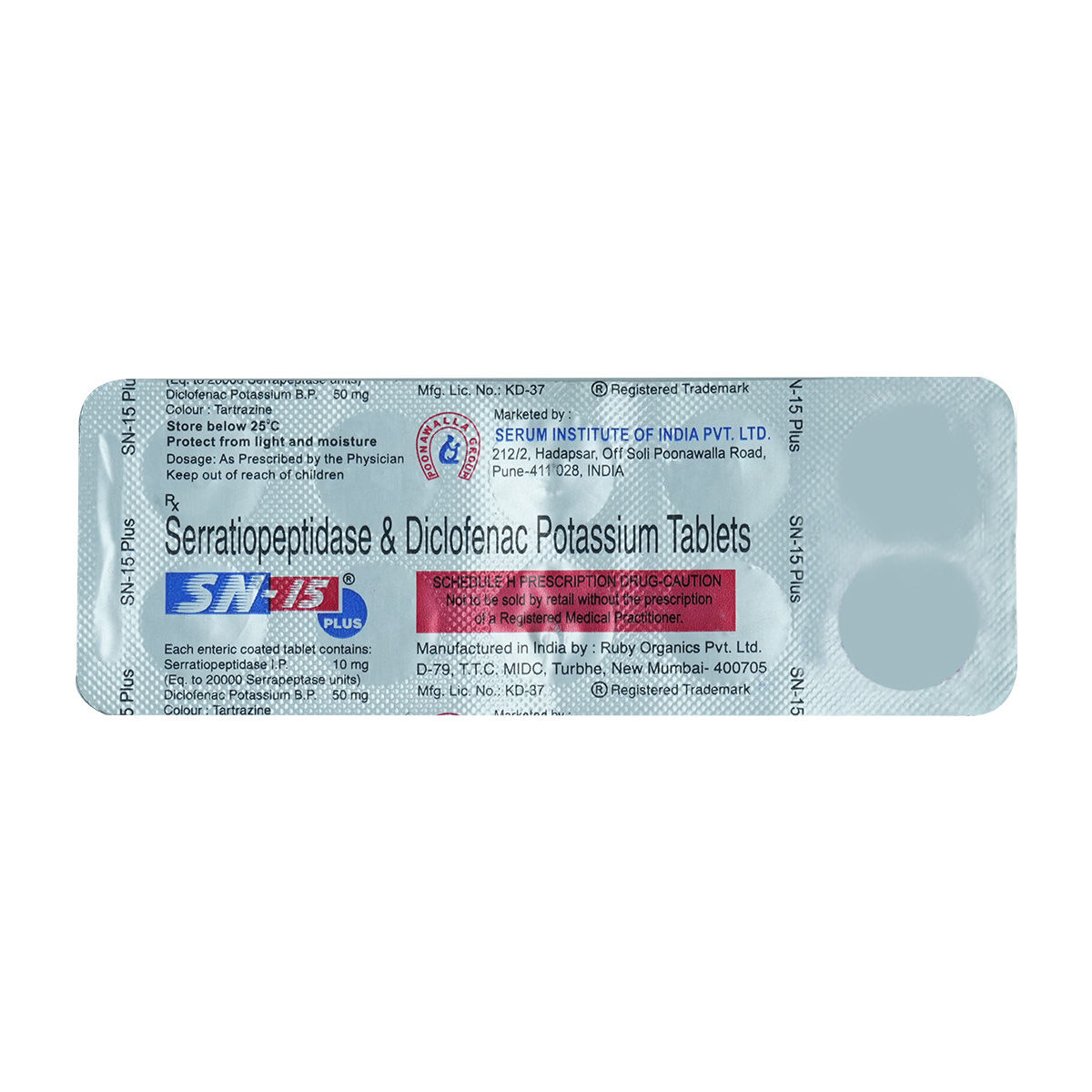 SN 15MG PLUS TABLET, Pack of 10 TABLETS