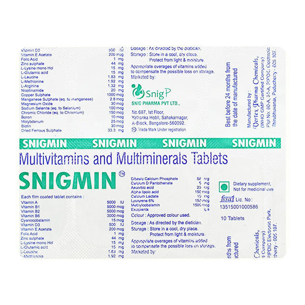 Snigmin Tablet 10's, Pack of 10 Snigmin Tablet 10's, Pack of 10