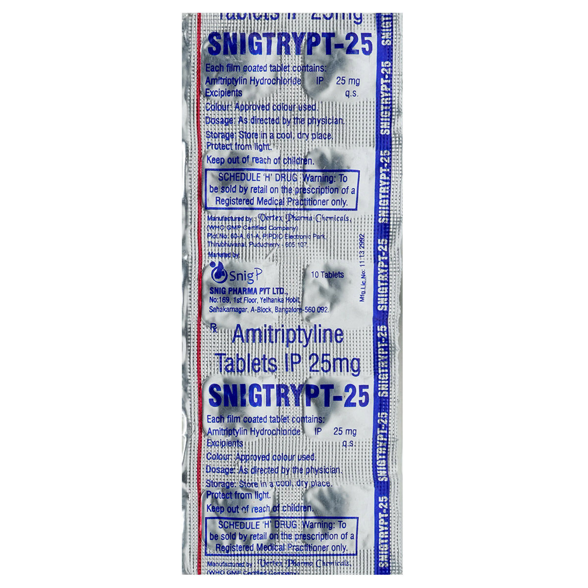 Snigtrypt 25 mg Tablet 10's, Pack of 10 TABLETS Snigtrypt 25 mg Tablet 10's, Pack of 10 TABLETS