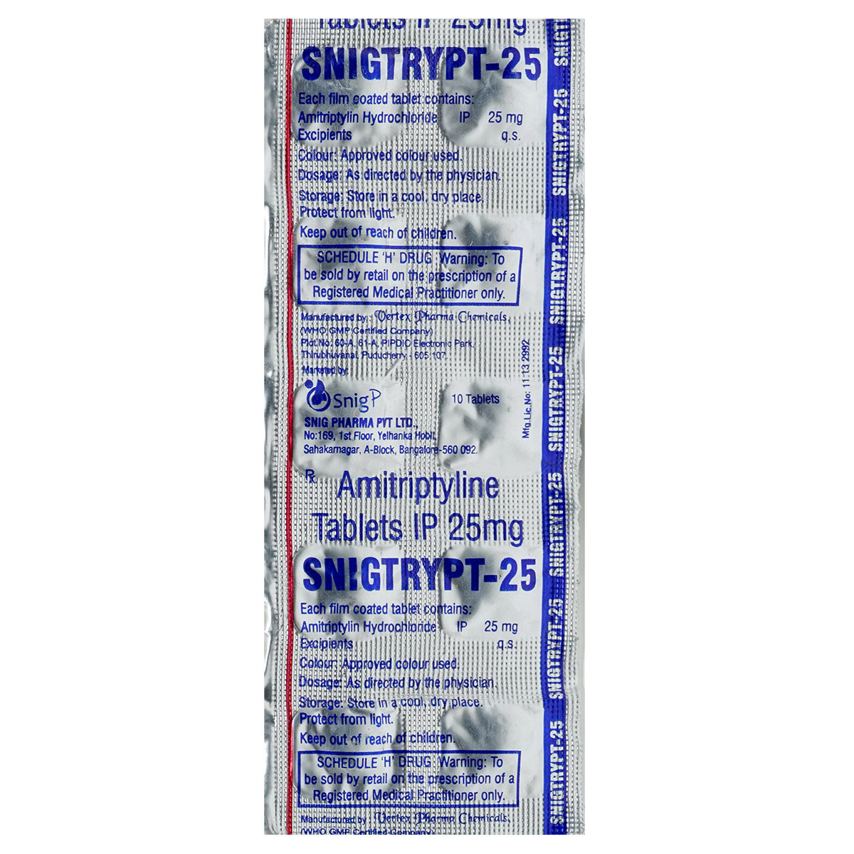Snigtrypt 25 mg Tablet 10's, Pack of 10 TABLETS Snigtrypt 25 mg Tablet 10's, Pack of 10 TABLETS