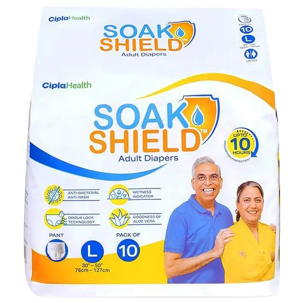 Soak Shield Adult Diapers Pants Large, 10 Count
