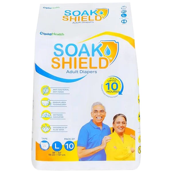 Soak Shield Adult Diapers Tape Large, 10 Count
