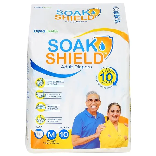 Soak Shield Adult Diapers Tape Medium, 10 Count