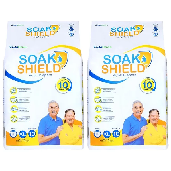 Soak Shield Adult Diapers Tape XL, 10 Count