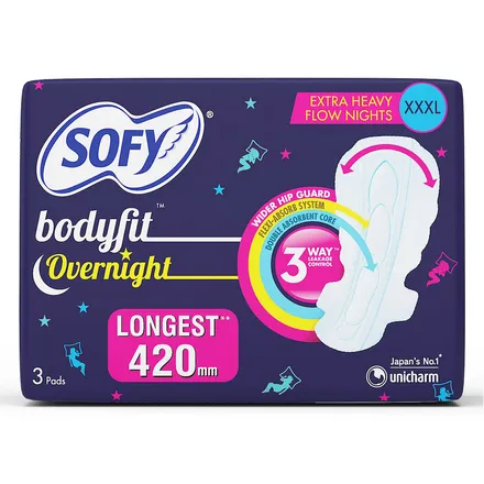 Sofy Bodyfit Overnight Sanitary Pads XXXL, 3 Count Price, Uses