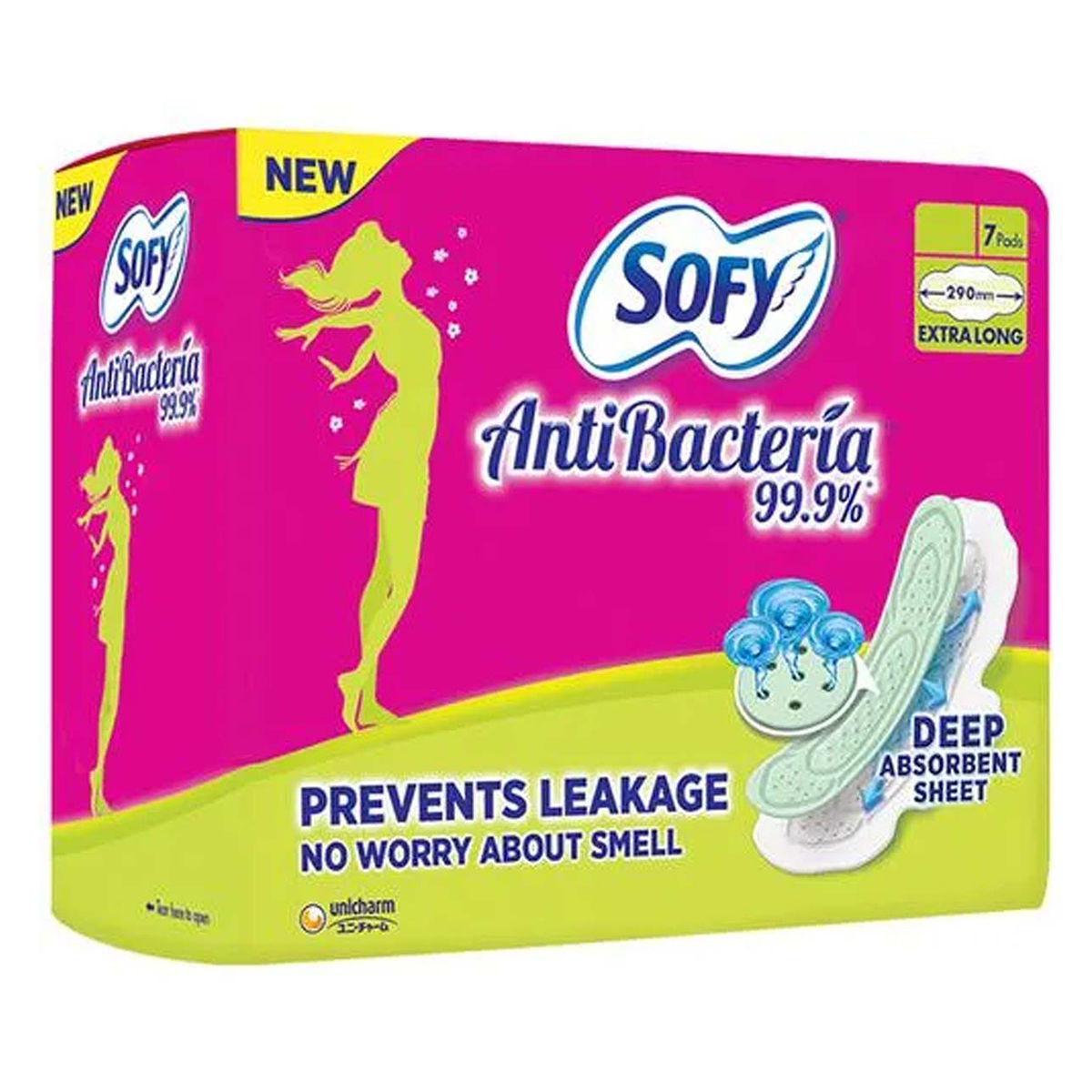 Buy Sofy Bodyfit Antibacteria Pads Extra Long, 7 Count Online