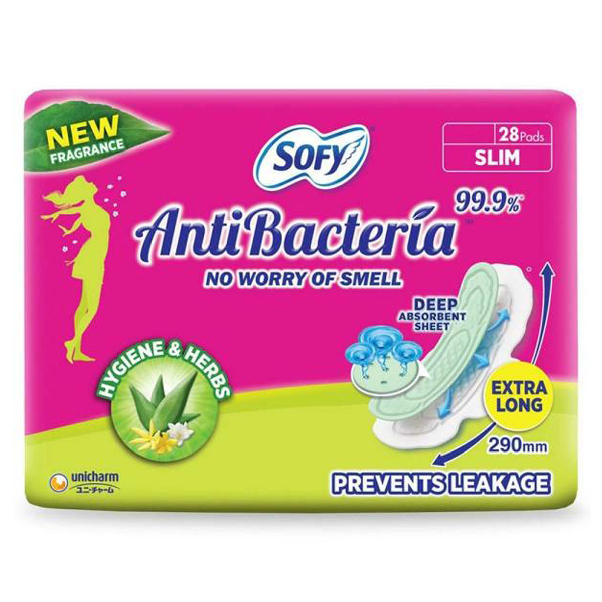 Sofy Anti Bacteria Sanitary Pads XL, 28 Count, Pack of 1