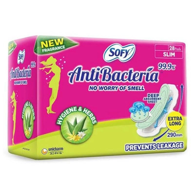 Sofy Anti Bacteria Sanitary Pads XL, 28 Count, Pack of 1