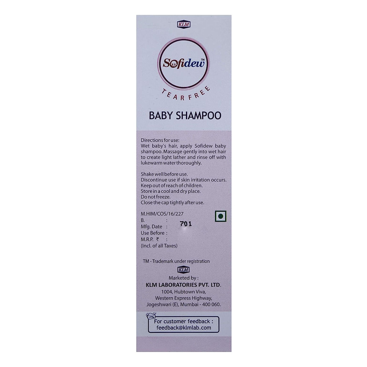 Sofidew Baby Shampoo, 75 ml, Pack of 1 Sofidew Baby Shampoo, 75 ml, Pack of 1