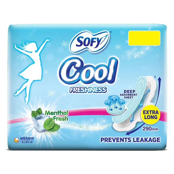 Sofy Cool Freshness Menthol Fresh Sanitary Pads XL, 7 Count