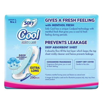 Sofy Cool Freshness Sanitary Pads XL, 7 Count, Pack of 1