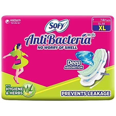 Sofy Anti Bacteria Slim Sanitary Pads XL, 14 Count