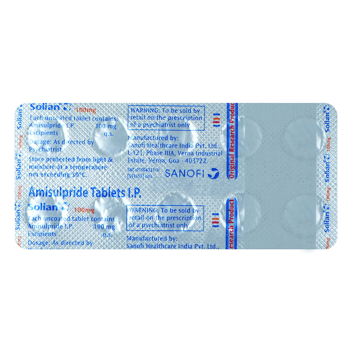 Solian 100 Tablet 10's, Pack of 10 TABLETS Solian 100 Tablet 10's, Pack of 10 TABLETS