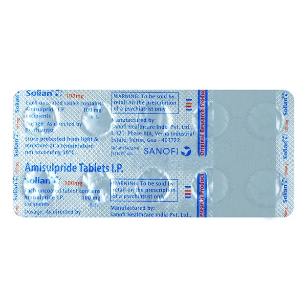 Solian 100 Tablet 10's, Pack of 10 TABLETS