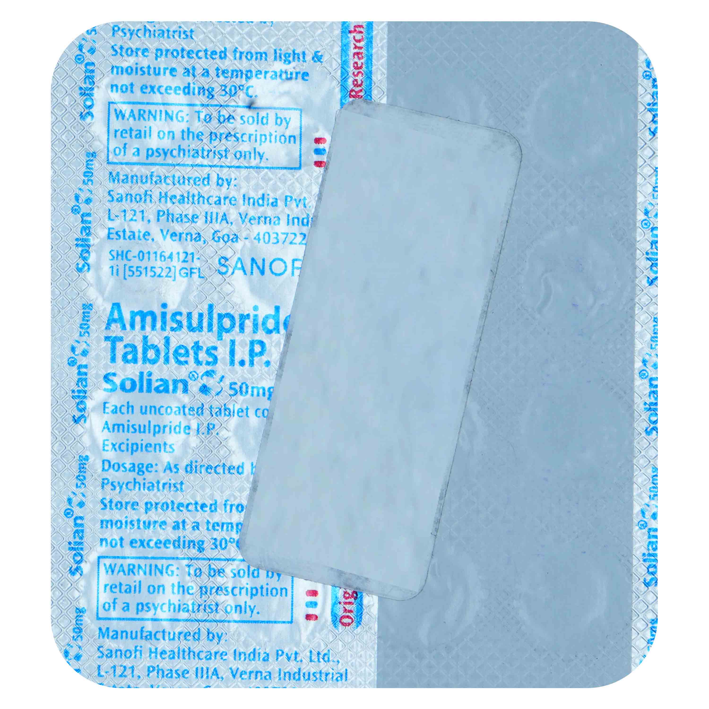 Solian 50 mg Tablet 15's, Pack of 15 TABLETS Solian 50 mg Tablet 15's, Pack of 15 TABLETS