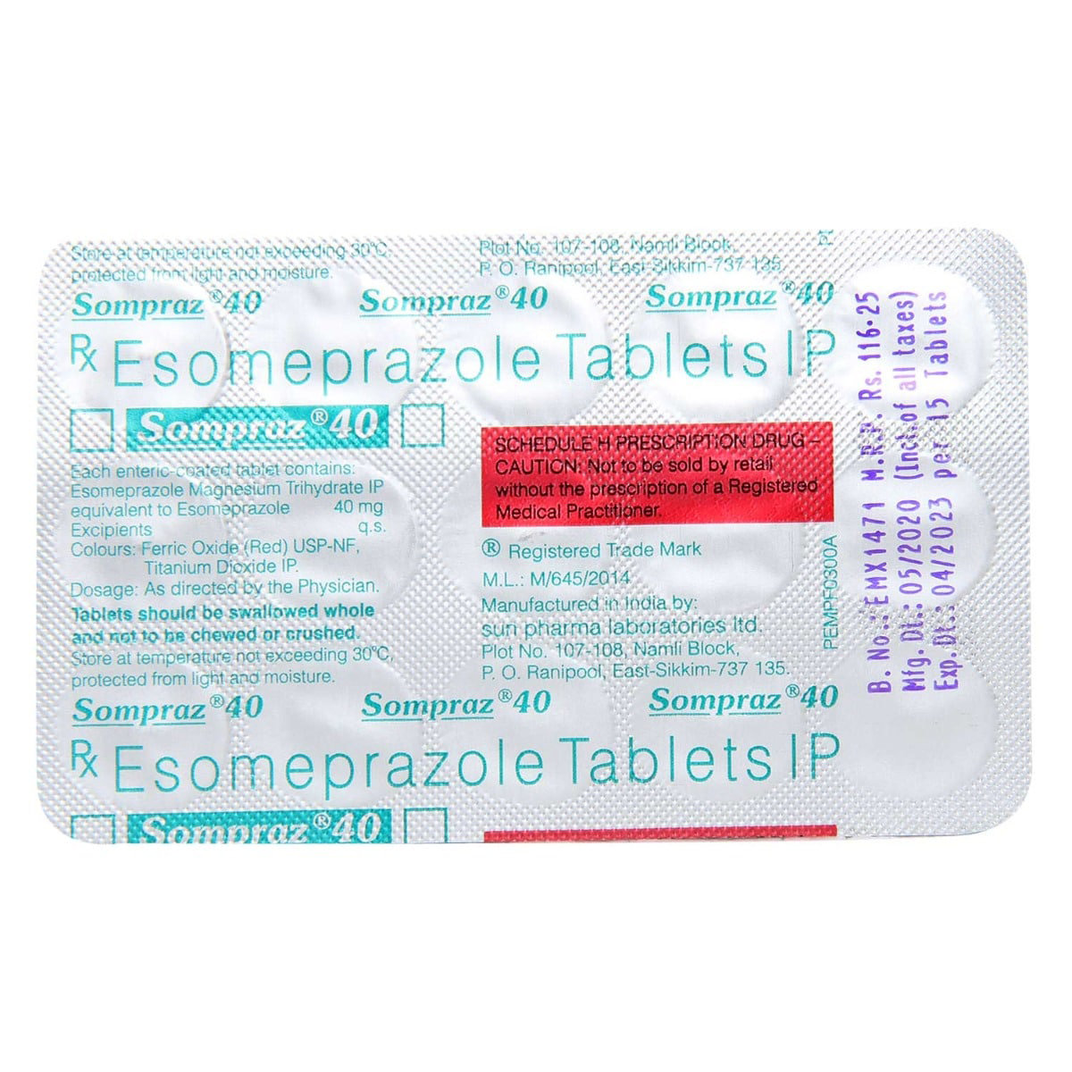 Sompraz 40 Tablet 15's, Pack of 15 TABLETS Sompraz 40 Tablet 15's, Pack of 15 TABLETS