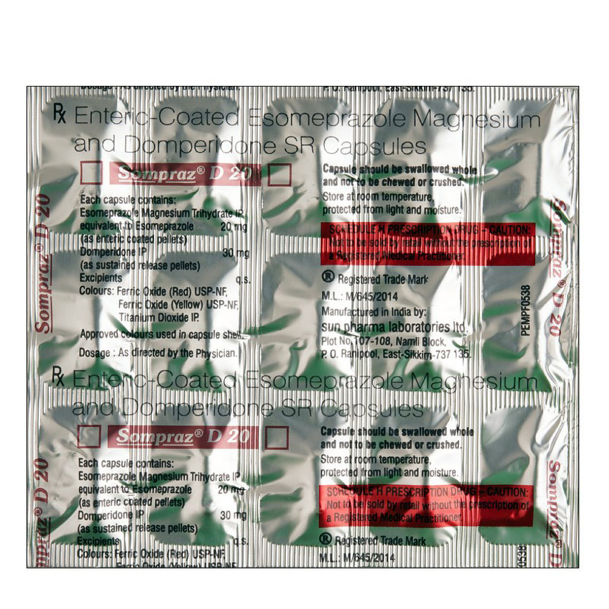 Sompraz D 20 Capsule 10's Sompraz D 20 Capsule 10's