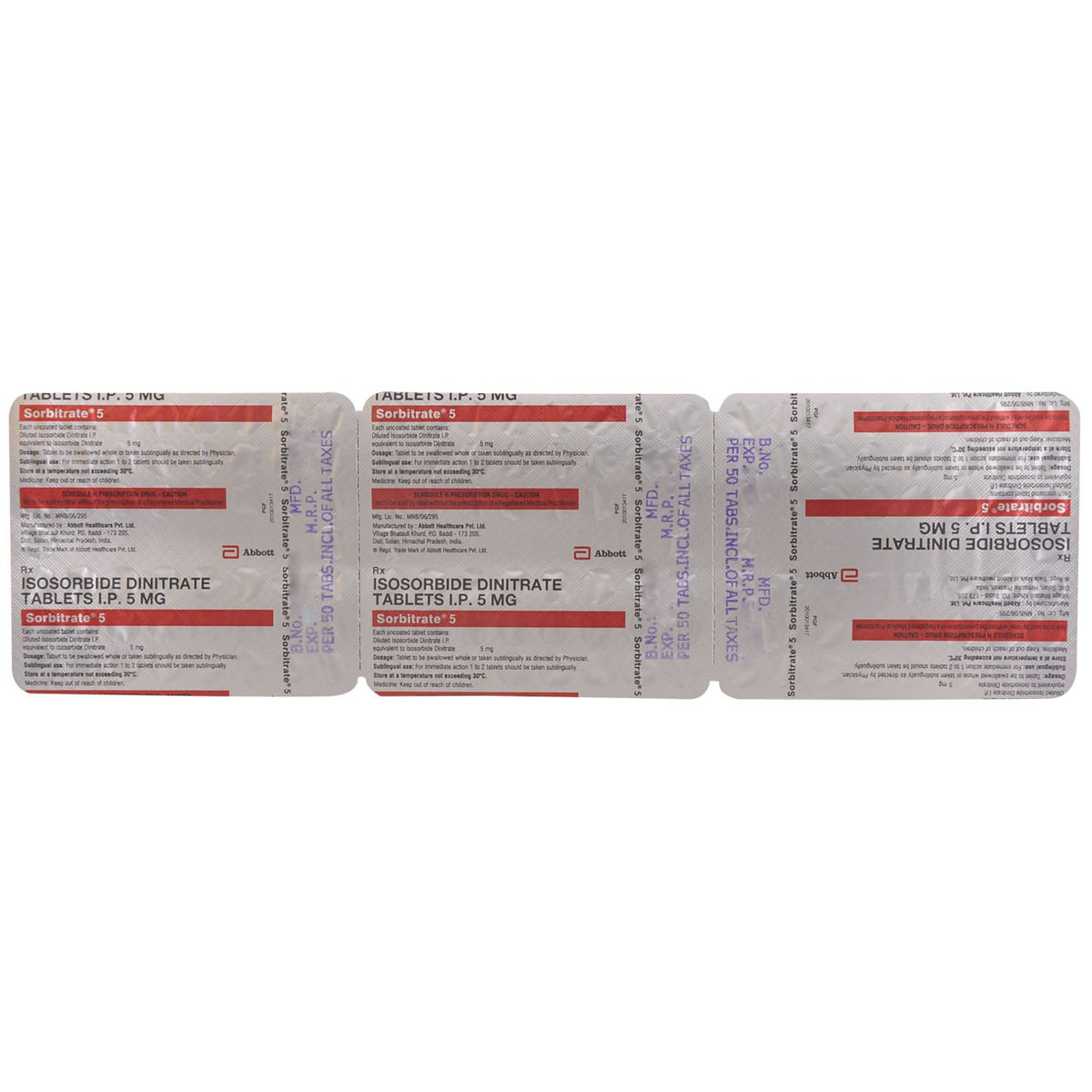 Sorbitrate 5 Tablet 50's, Pack of 50 TABLETS Sorbitrate 5 Tablet 50's, Pack of 50 TABLETS