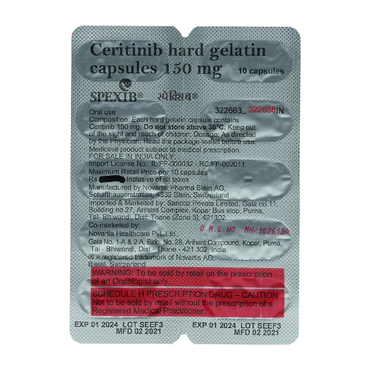 Buy Spexib 150 mg Capsule 10's Online
