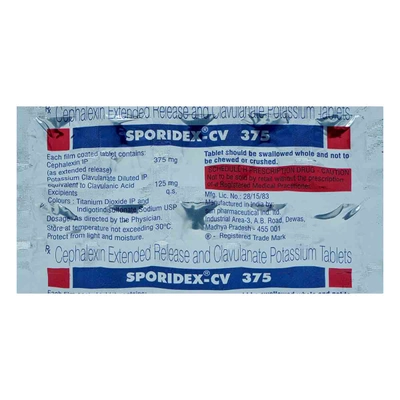 Sporidex-CV 375 Tablet 10's, Pack of 10 TABLETS