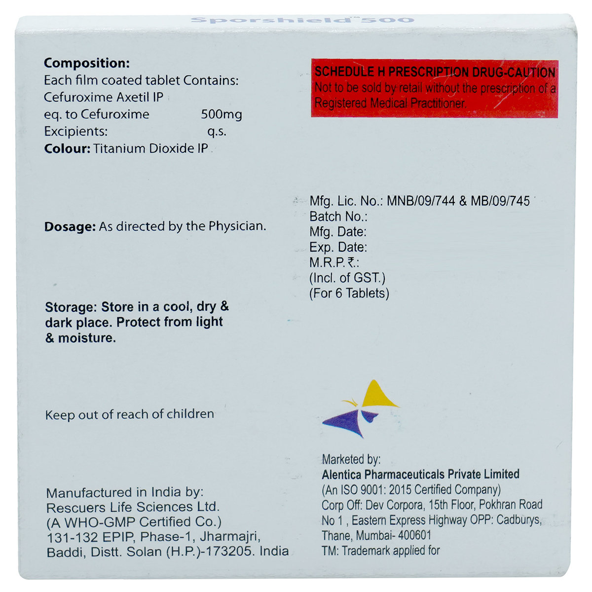 Sporshield 500 Tablet 6's, Pack of 6 TabletS Sporshield 500 Tablet 6's, Pack of 6 TabletS