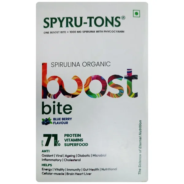 Spyru-Tons Boost Bite Blue Berry Flavour Gummies, 20 Count