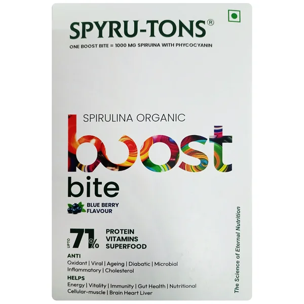 Spyru-Tons Boost Bite Blue Berry Flavour Gummies, 60 Count