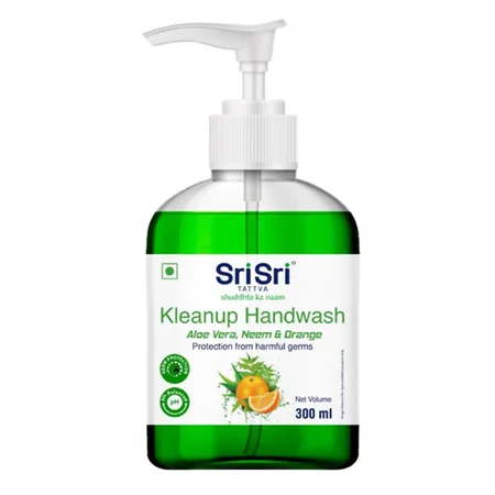 Sri Sri Tattva Aloe Vera, Neem & Orange Flavour Kleanup Handwash 300 ml Pump Bottle | With Neem, Aloe vera And Ushira Extracts | Kills Germs | Keep Hands Soft & Moisturised