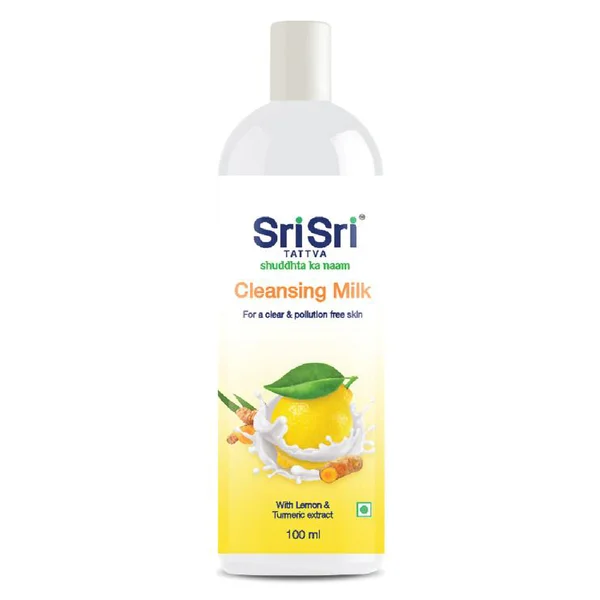 Sri Sri Tattva Cleansing Milk 100 ml | With Lemon &amp; Turmeric Extracts | Gentle Cleansing &amp; Detoxifying | For Clear &amp; Pollution Free Skin, Pack of 1