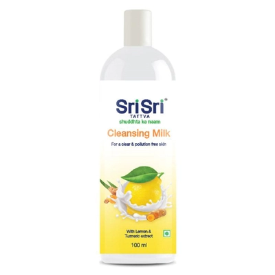 Sri Sri Tattva Cleansing Milk 100 ml | With Lemon &amp; Turmeric Extracts | Gentle Cleansing &amp; Detoxifying | For Clear &amp; Pollution Free Skin, Pack of 1