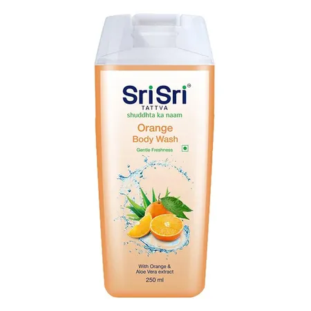 Sri Sri Tattva Orange Body Wash 250 ml | With Orange & Aloe Vera Extracts | Gentle Freshness | Effective Cleansing | Controls Sweat Odor