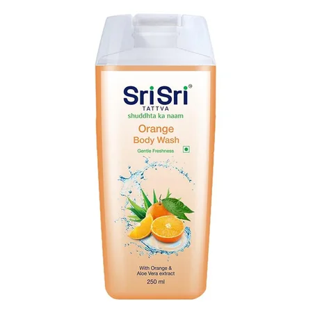 Sri Sri Tattva Orange Body Wash 250 ml | With Orange & Aloe Vera Extracts | Gentle Freshness | Effective Cleansing | Controls Sweat Odor