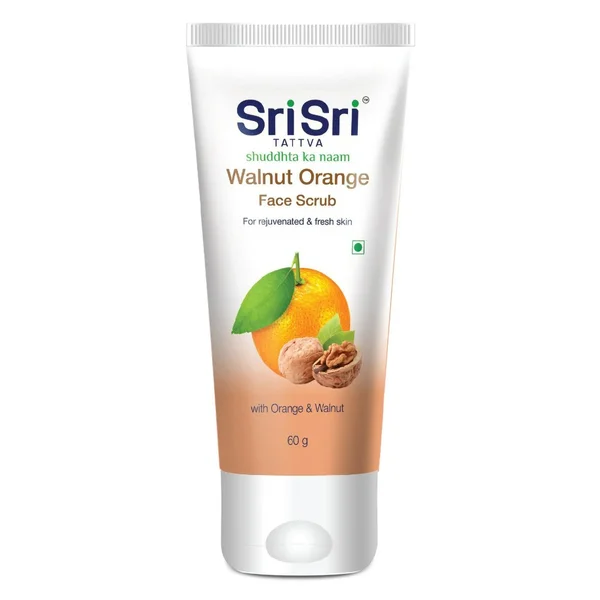 Sri Sri Tattva Walnut Orange Face Scrub 60 gm | With Orange &amp; Walnut | Gently Exfoliates | For Rejuvenated &amp; Fresh Skin, Pack of 1