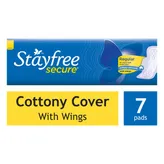 Stayfree Secure Cottony Cover Pads With Wings, Regular 7 Count, Pack of 1