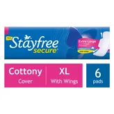 Stayfree Secure Cottony Soft Cover Pads With Wings XL, 6 Count, Pack of 1