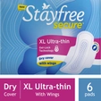 Stayfree Secure Ultra-Thin Dry Cover Pads With Wings XL, 6 Count