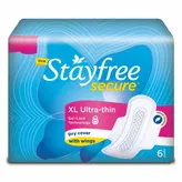 Stayfree Secure Ultra-Thin Dry Cover Pads With Wings XL, 6 Count, Pack of 1