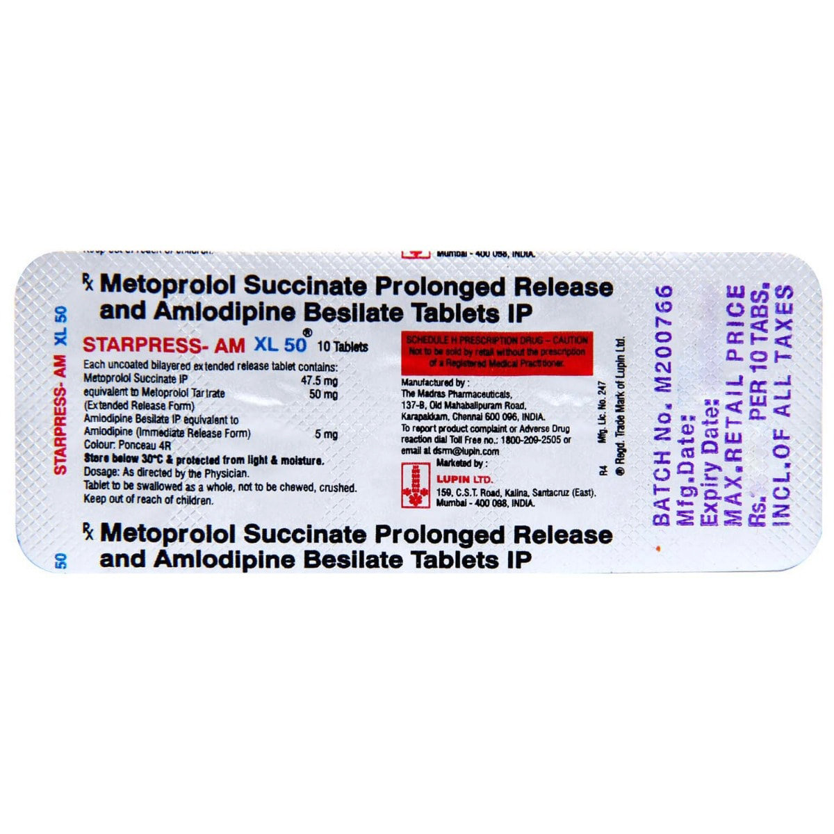 Starpress-AM XL 50 Tablet 10's, Pack of 10 TABLETS Starpress-AM XL 50 Tablet 10's, Pack of 10 TABLETS