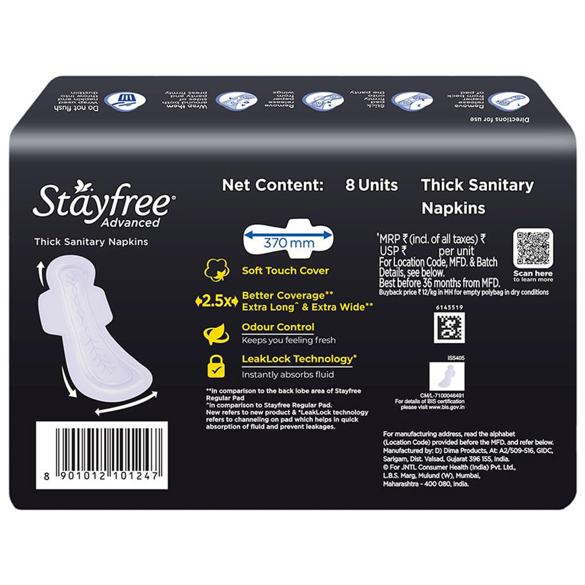 Stayfree Ultra Thin Advanced Sanitary Pads, 8 Count, Pack of 1 Stayfree Ultra Thin Advanced Sanitary Pads, 8 Count, Pack of 1