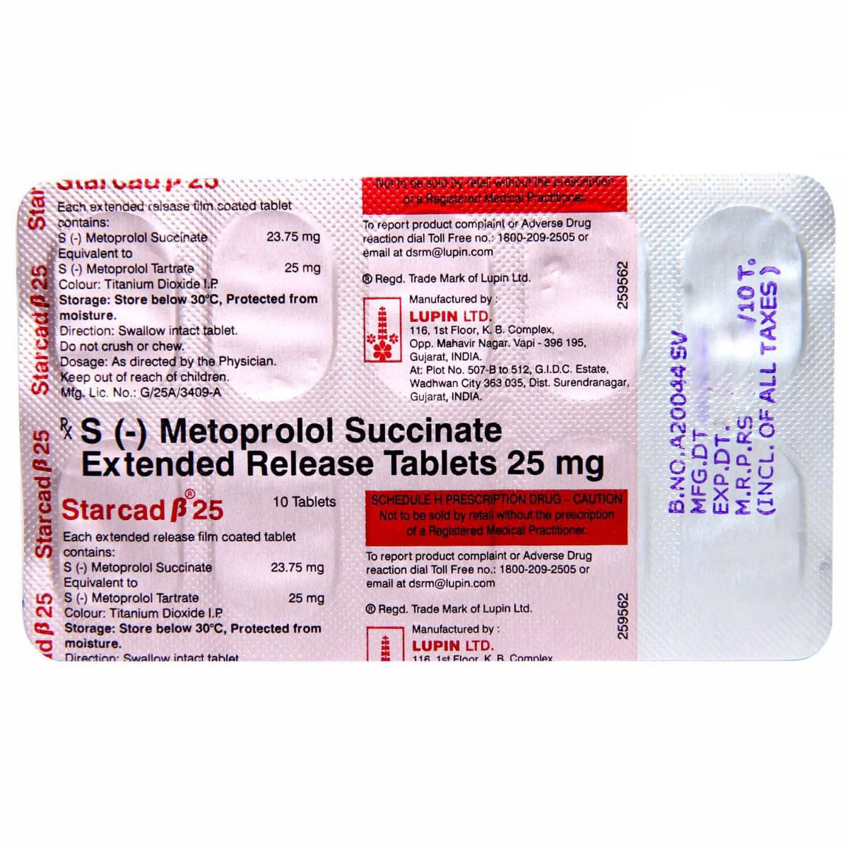 Starcad Beta 25 mg Tablet 10's, Pack of 10 TABLETS Starcad Beta 25 mg Tablet 10's, Pack of 10 TABLETS