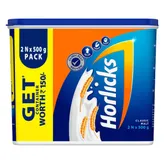 Horlicks Classic Malt Flavour Nutrition Powder, 1 kg (2 x 500gm), Pack of 1