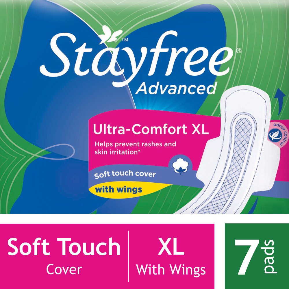 Stayfree Advanced Ultra-Comfort Soft Touch Cover Pads XL, 7 Count, Pack of 1 Stayfree Advanced Ultra-Comfort Soft Touch Cover Pads XL, 7 Count, Pack of 1