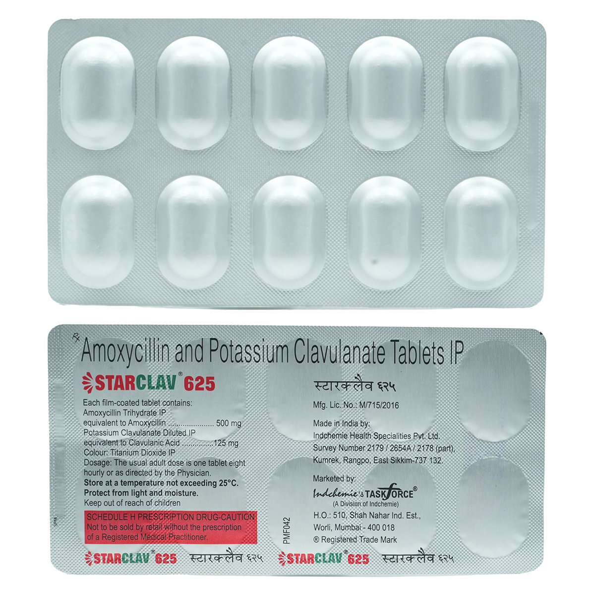 STARCLAV 625MG TABLET, Pack of 10 TabletS STARCLAV 625MG TABLET, Pack of 10 TabletS