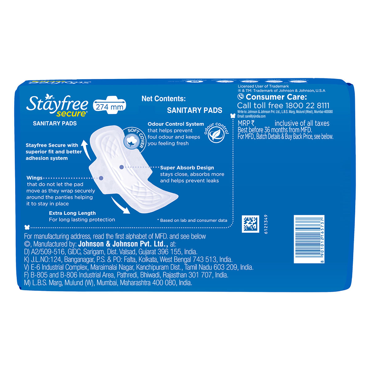 Stayfree Secure Cottony Soft Cover Pads With Wings XL, 40 Count, Pack of 1 