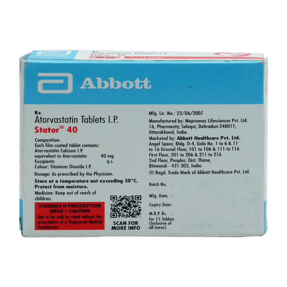 Stator 40 Tablet 15's Price, Uses, Side Effects, Composition Apollo