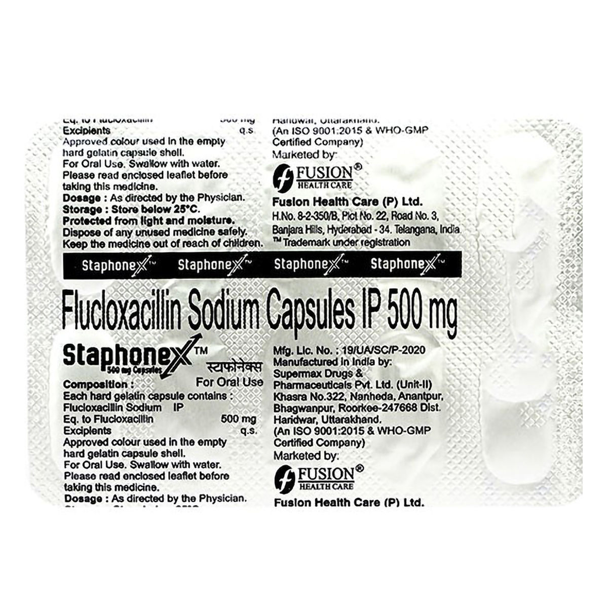 Buy Staphonex 500 mg Capsule 4's Online