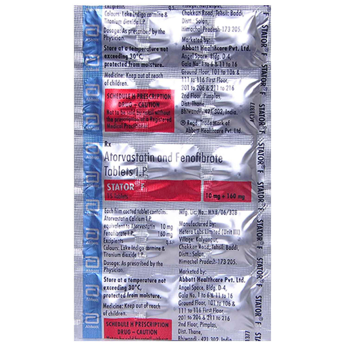 Stator F 160 mg Tablet 15's, Pack of 15 TABLETS Stator F 160 mg Tablet 15's, Pack of 15 TABLETS