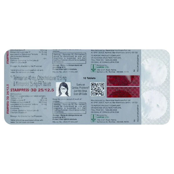 Starpress-3D 25/12.5 Tablet 10's, Pack of 10 TabletS